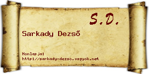 Sarkady Dezső névjegykártya