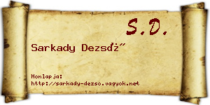 Sarkady Dezső névjegykártya